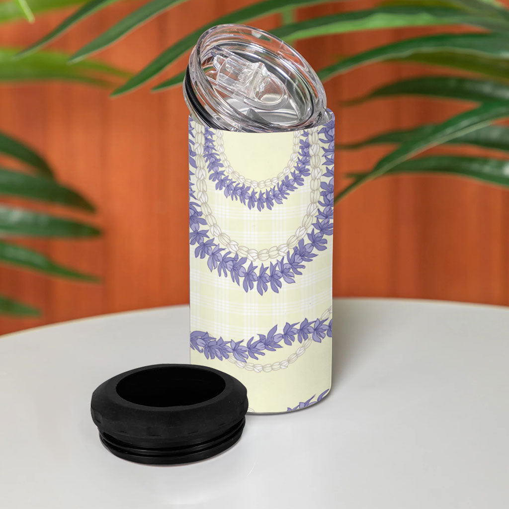 Hawaii Honohono Palaka Motifs 4 in 1 Can Cooler Tumbler Hawaiian Orchid Lei