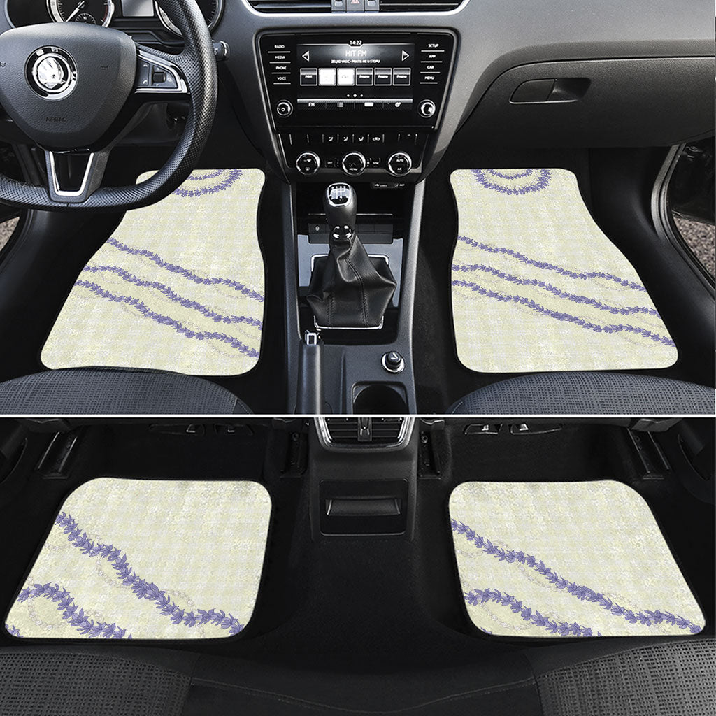Hawaii Honohono Palaka Motifs Car Mats Hawaiian Orchid Lei LT14 Set 4pcs Cream - Polynesian Pride