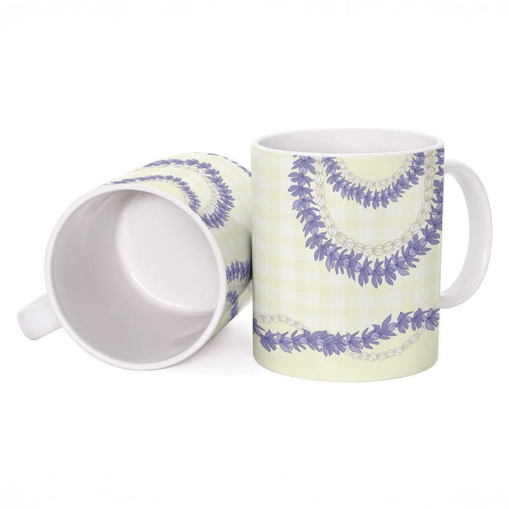 Hawaii Honohono Palaka Motifs Ceramic Mug Hawaiian Orchid Lei LT14 - Polynesian Pride
