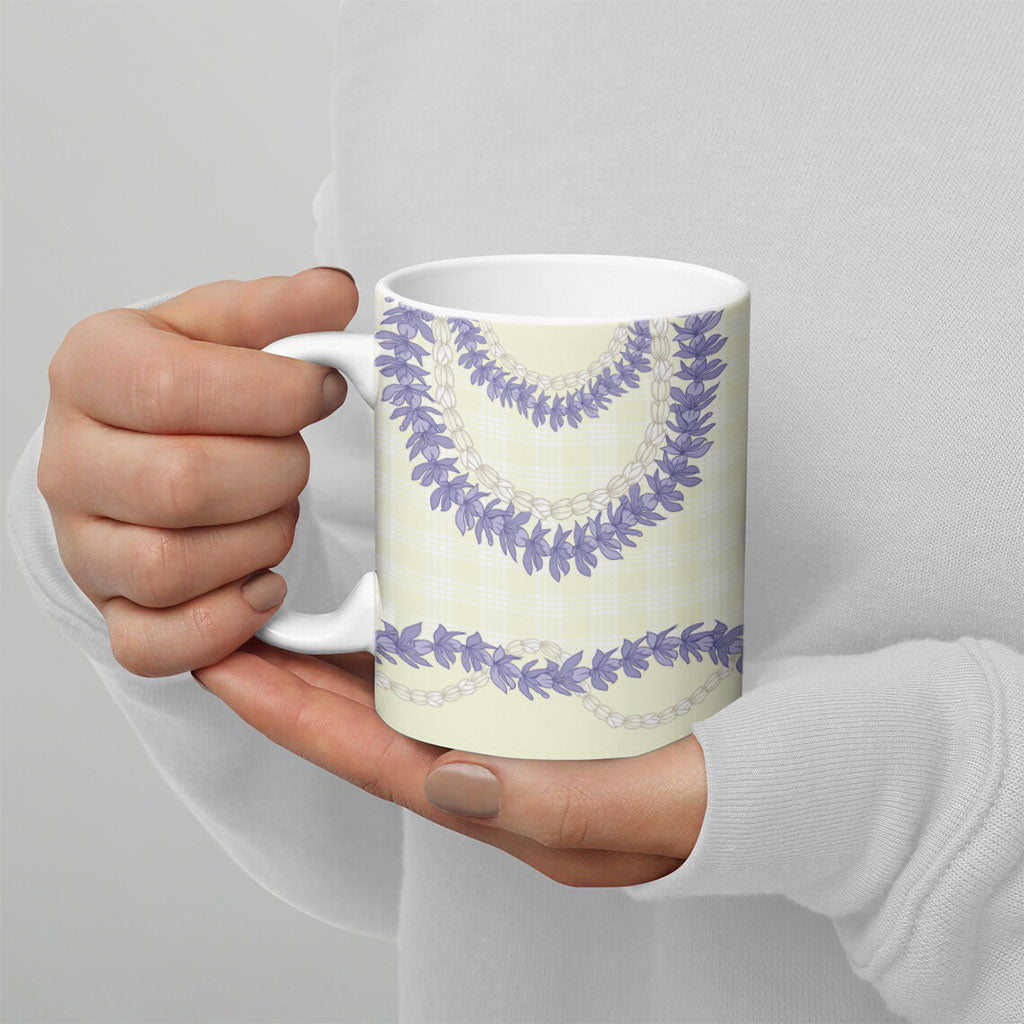 Hawaii Honohono Palaka Motifs Ceramic Mug Hawaiian Orchid Lei LT14 - Polynesian Pride