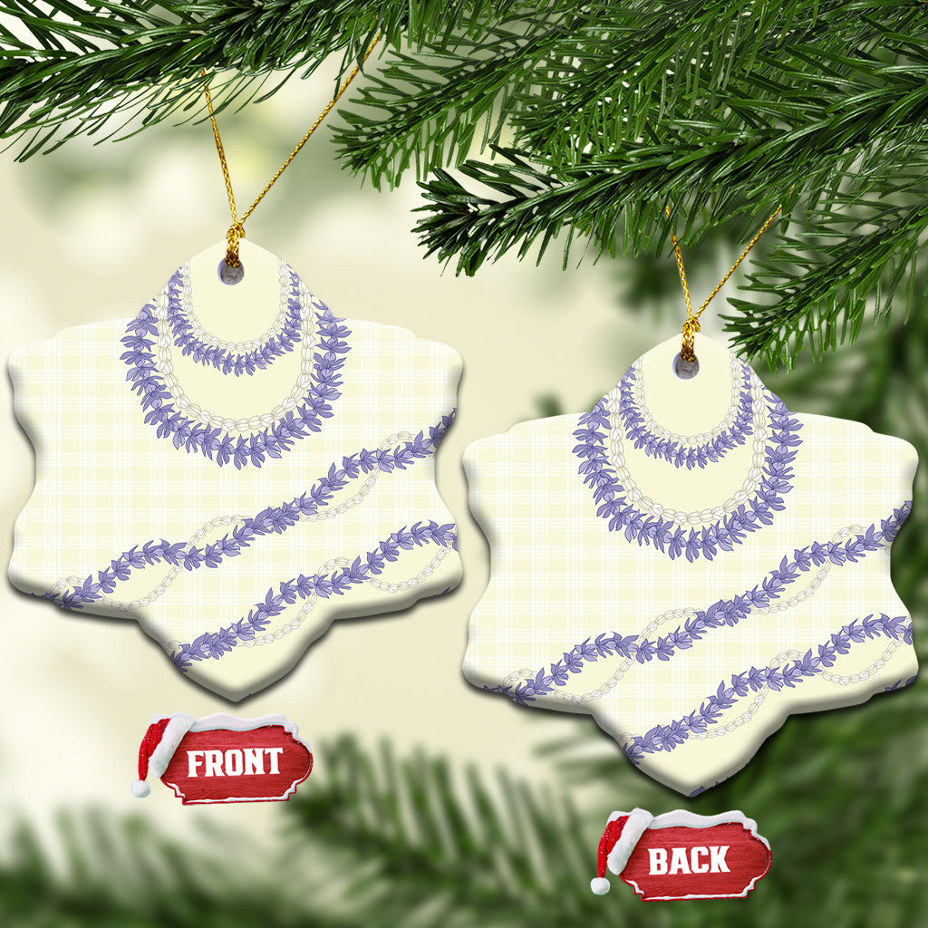 Hawaii Honohono Palaka Motifs Ceramic Ornament Hawaiian Orchid Lei LT14 Snow Flake Cream - Polynesian Pride