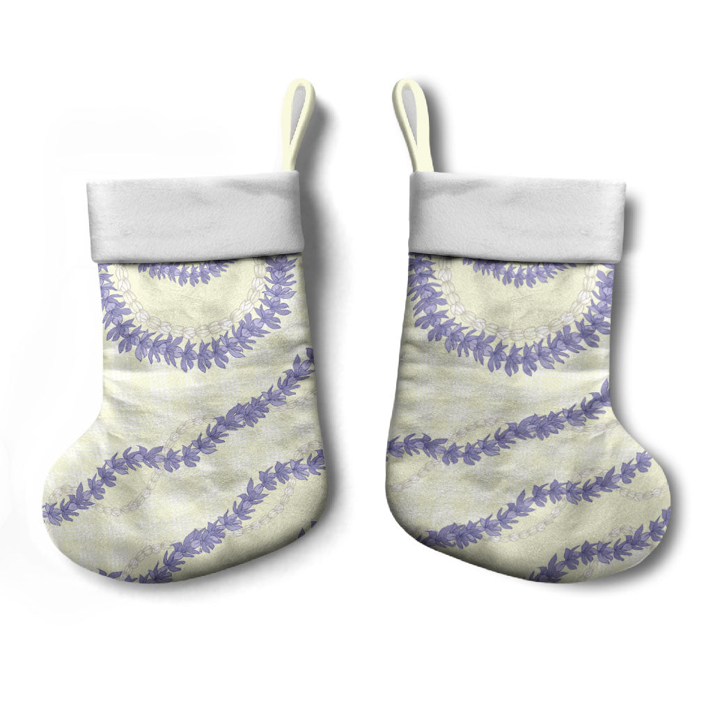 Hawaii Honohono Palaka Motifs Christmas Stocking Hawaiian Orchid Lei LT14 - Polynesian Pride