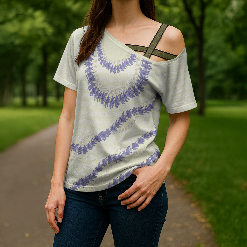 Hawaii Honohono Palaka Motifs Cross Shoulder Shirt Hawaiian Orchid Lei LT14 - Polynesian Pride