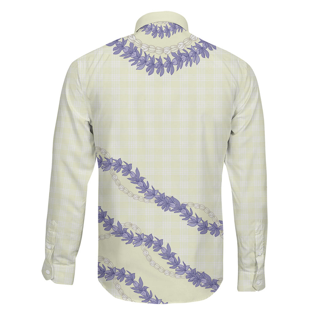 Hawaii Honohono Palaka Motifs Family Matching Long Sleeve Bodycon Dress and Hawaiian Shirt Hawaiian Orchid Lei