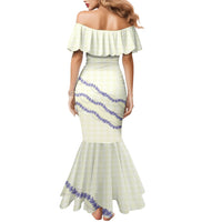 Hawaii Honohono Palaka Motifs Family Matching Mermaid Dress and Hawaiian Shirt Hawaiian Orchid Lei