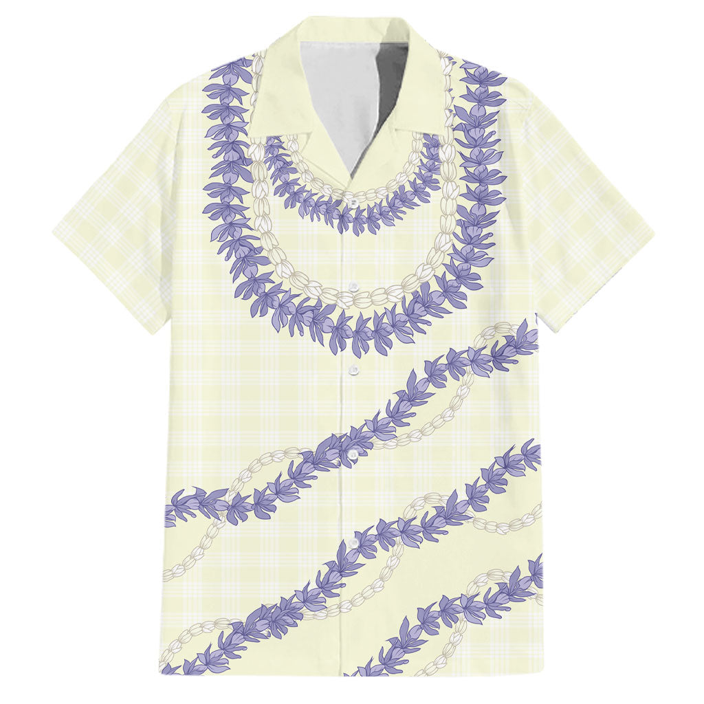 Hawaii Honohono Palaka Motifs Family Matching Off Shoulder Short Dress and Hawaiian Shirt Hawaiian Orchid Lei