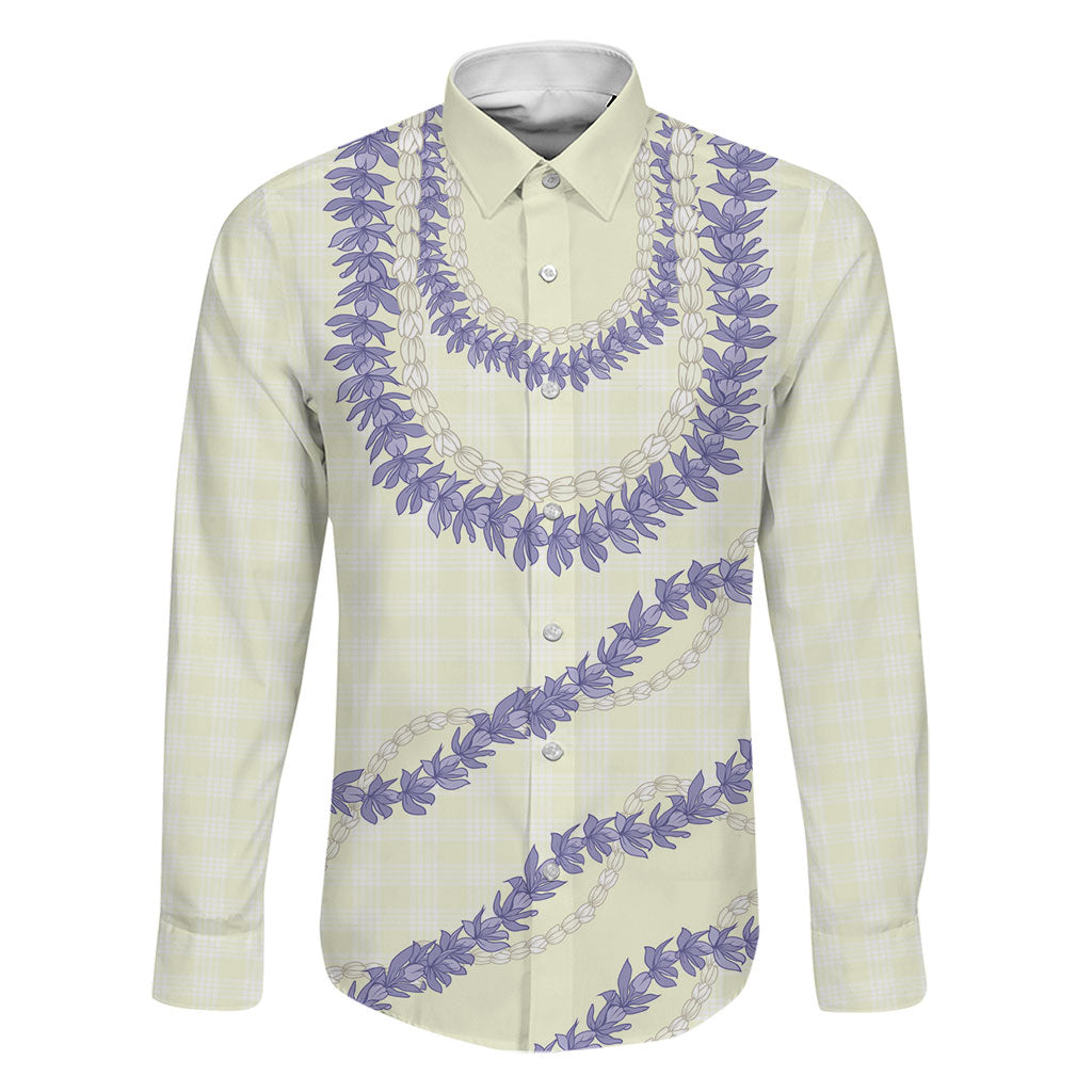 Hawaii Honohono Palaka Motifs Family Matching Off Shoulder Short Dress and Hawaiian Shirt Hawaiian Orchid Lei