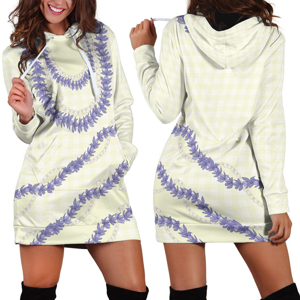 Hawaii Honohono Palaka Motifs Hoodie Dress Hawaiian Orchid Lei