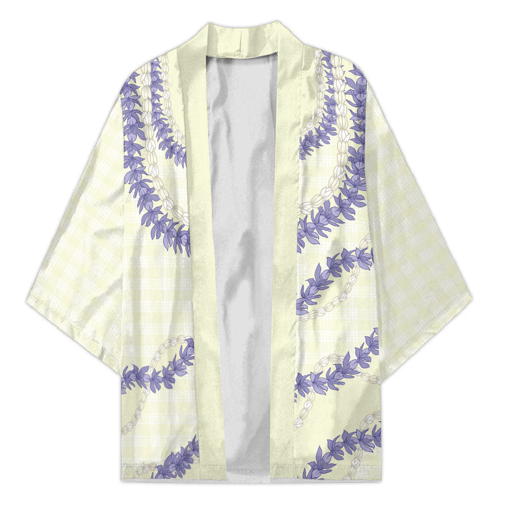 Hawaii Honohono Palaka Motifs Kimono Hawaiian Orchid Lei LT14 Unisex Cream - Polynesian Pride