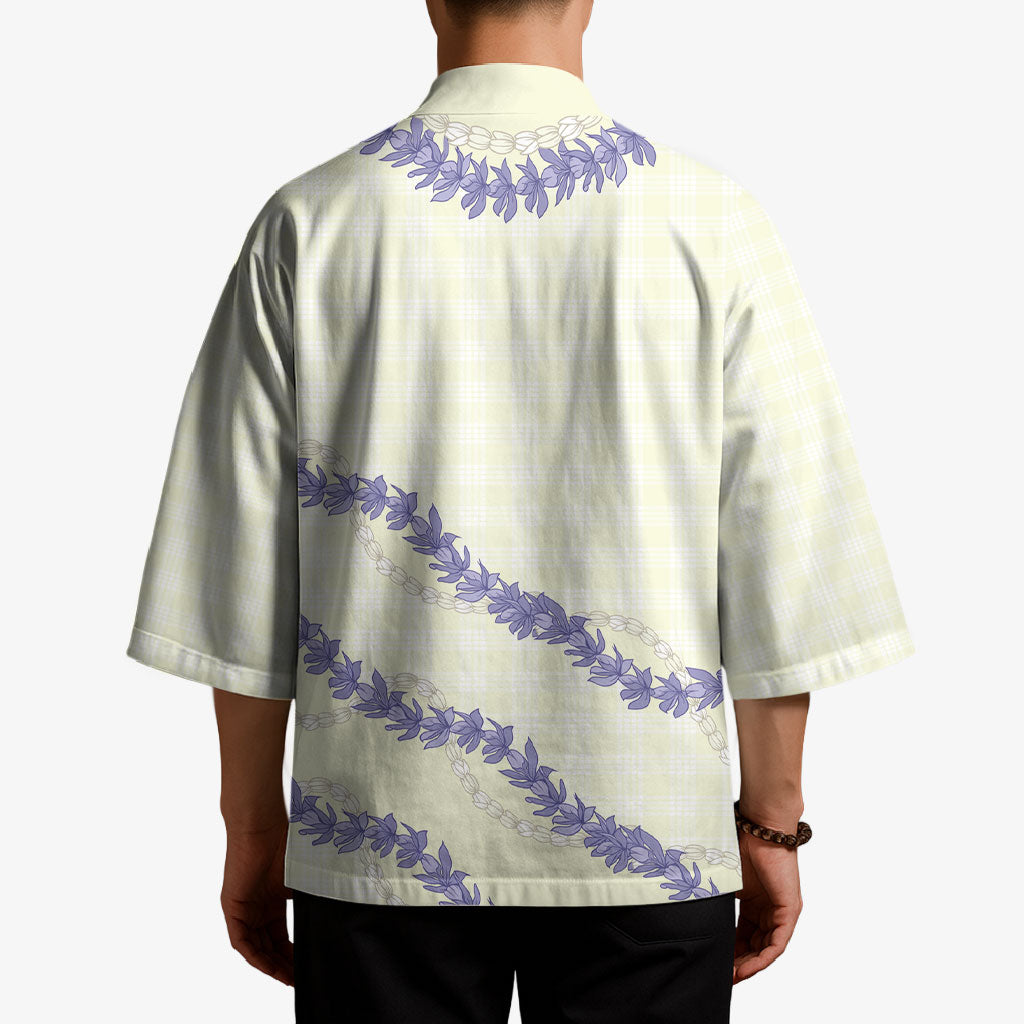 Hawaii Honohono Palaka Motifs Kimono Hawaiian Orchid Lei LT14 - Polynesian Pride