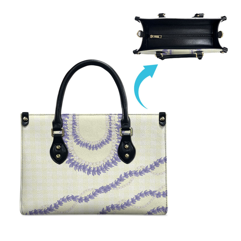 Hawaii Honohono Palaka Motifs Leather Bag Hawaiian Orchid Lei