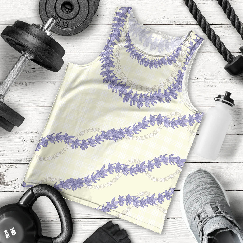 Hawaii Honohono Palaka Motifs Men Tank Top Hawaiian Orchid Lei