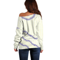 Hawaii Honohono Palaka Motifs Off Shoulder Sweater Hawaiian Orchid Lei LT14 - Polynesian Pride