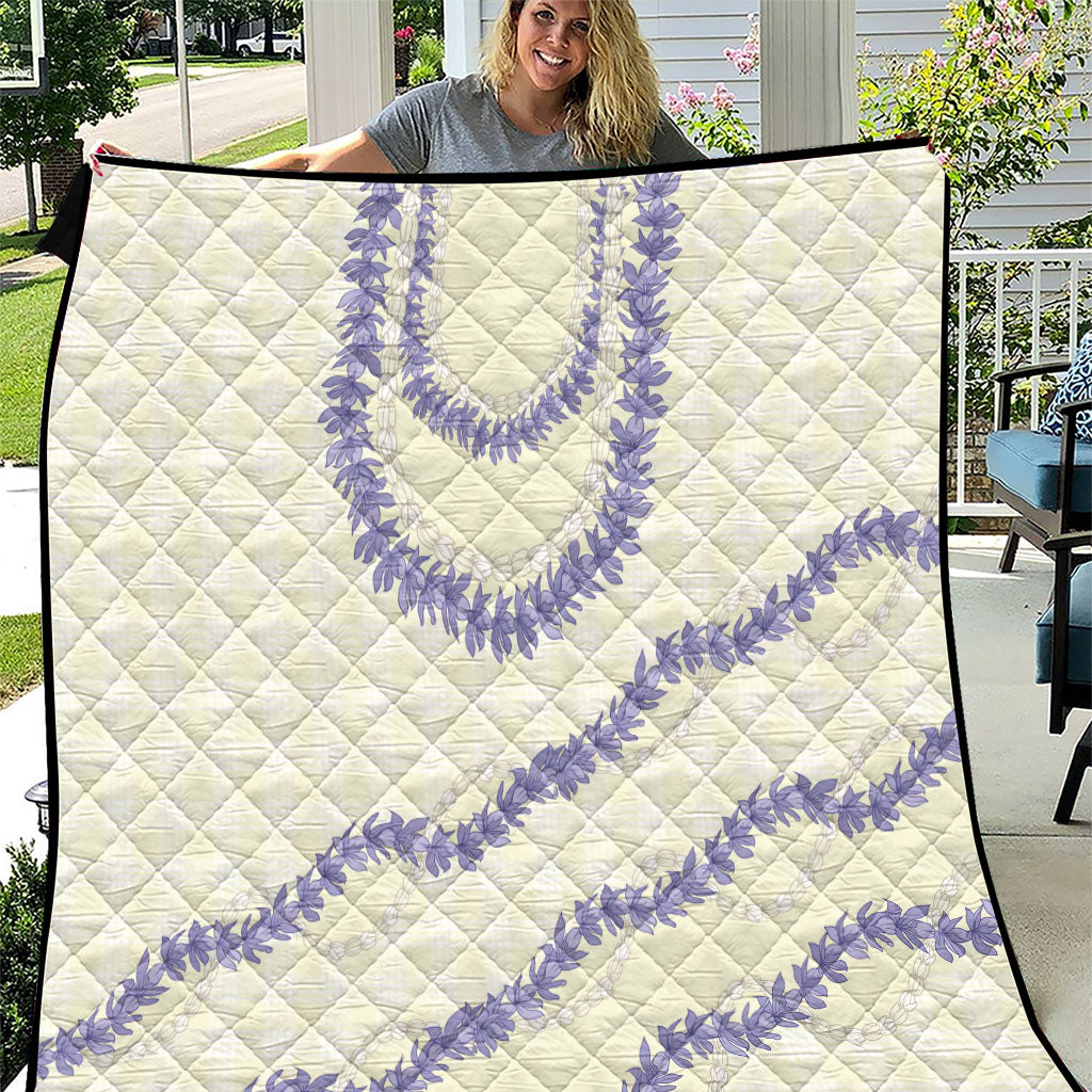 Hawaii Honohono Palaka Motifs Quilt Hawaiian Orchid Lei LT14 Cream - Polynesian Pride