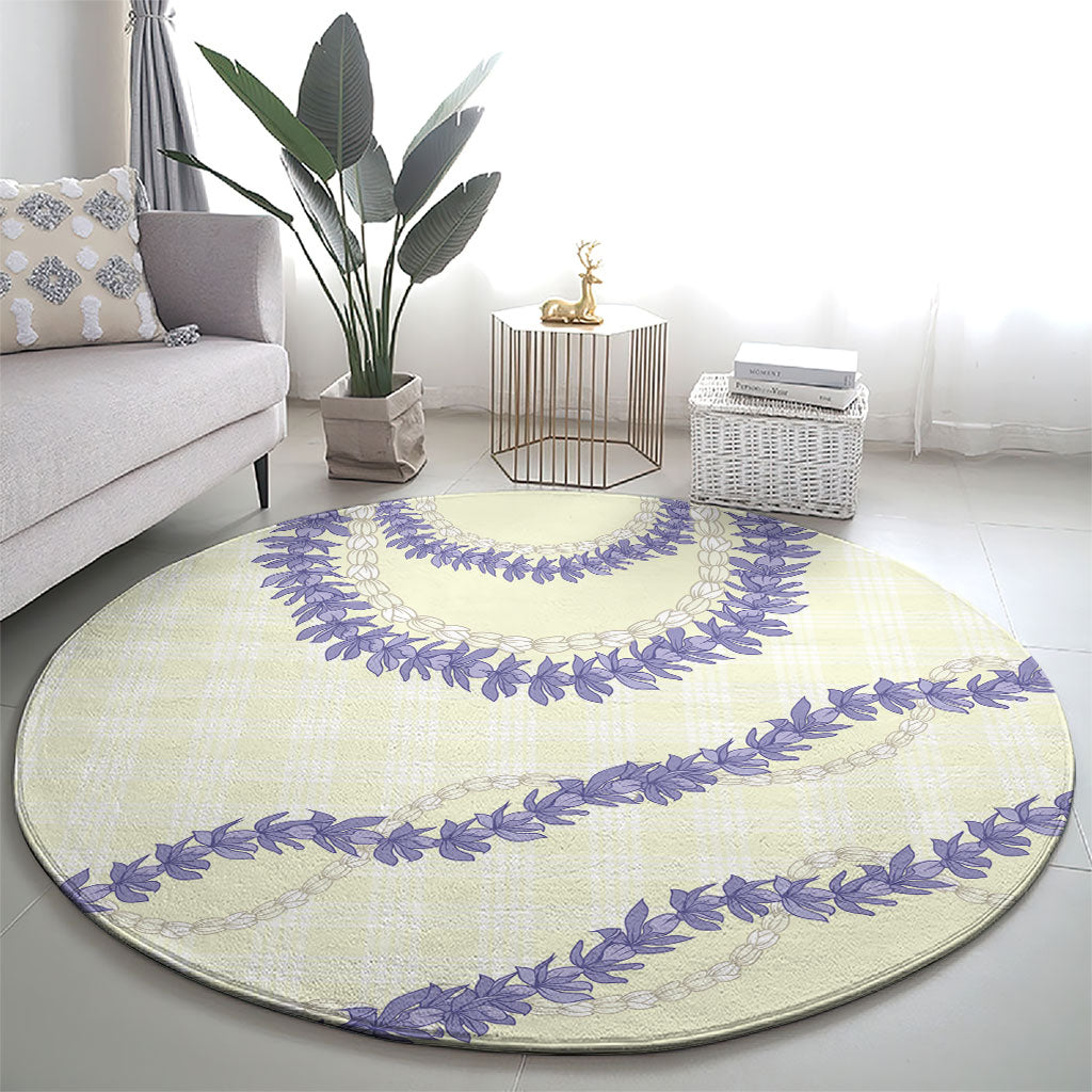 Hawaii Honohono Palaka Motifs Round Carpet Hawaiian Orchid Lei LT14 - Polynesian Pride