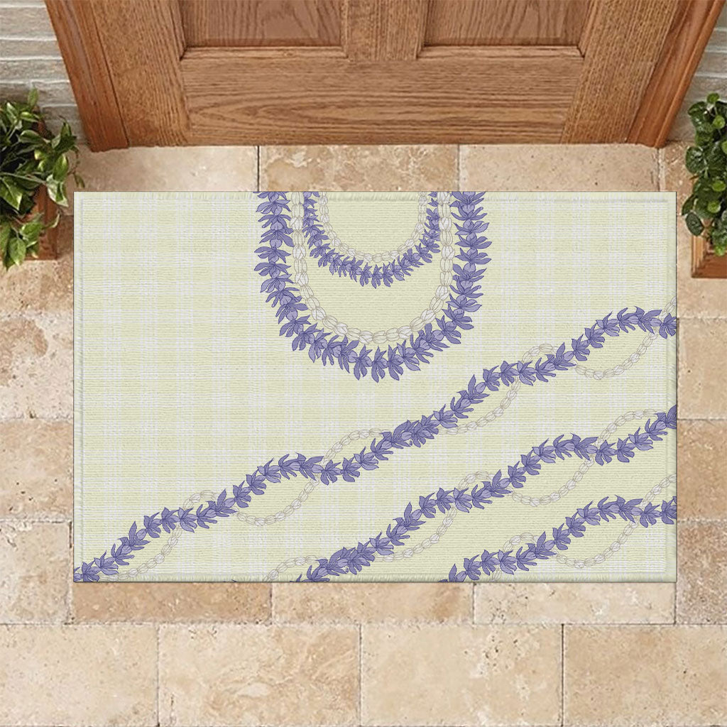 Hawaii Honohono Palaka Motifs Rubber Doormat Hawaiian Orchid Lei LT14 Cream - Polynesian Pride