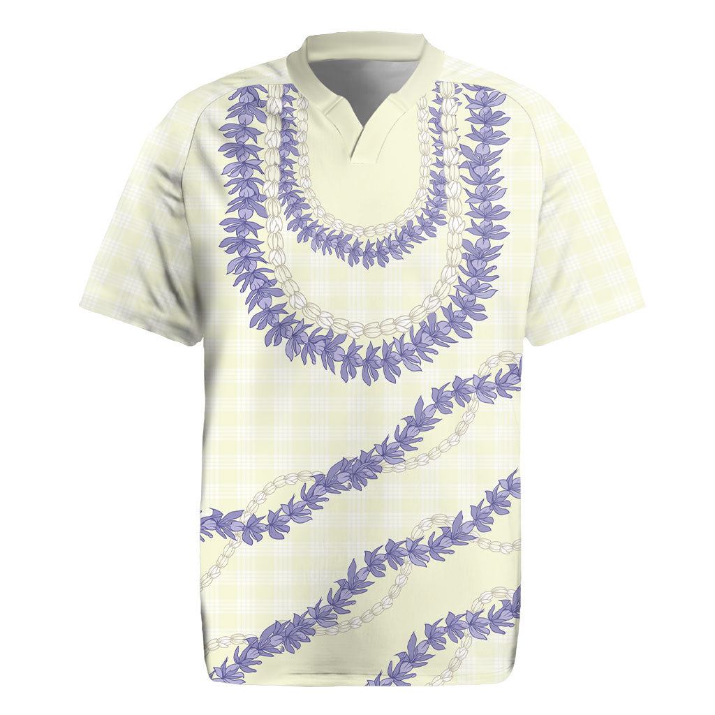 Hawaii Honohono Palaka Motifs Rugby Jersey Hawaiian Orchid Lei LT14 Cream - Polynesian Pride
