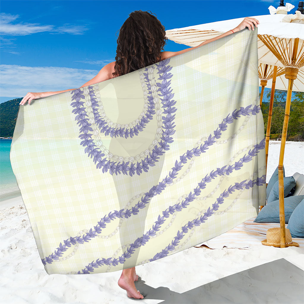 Hawaii Honohono Palaka Motifs Sarong Hawaiian Orchid Lei LT14 One Size 44 x 66 inches Cream - Polynesian Pride