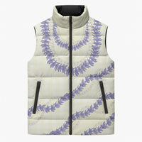 Hawaii Honohono Palaka Motifs Sleeveless Puffer Jacket Hawaiian Orchid Lei
