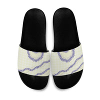 Hawaii Honohono Palaka Motifs Slide Sandals Hawaiian Orchid Lei LT14 Cream - Polynesian Pride