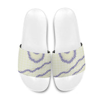 Hawaii Honohono Palaka Motifs Slide Sandals Hawaiian Orchid Lei LT14 Cream - Polynesian Pride