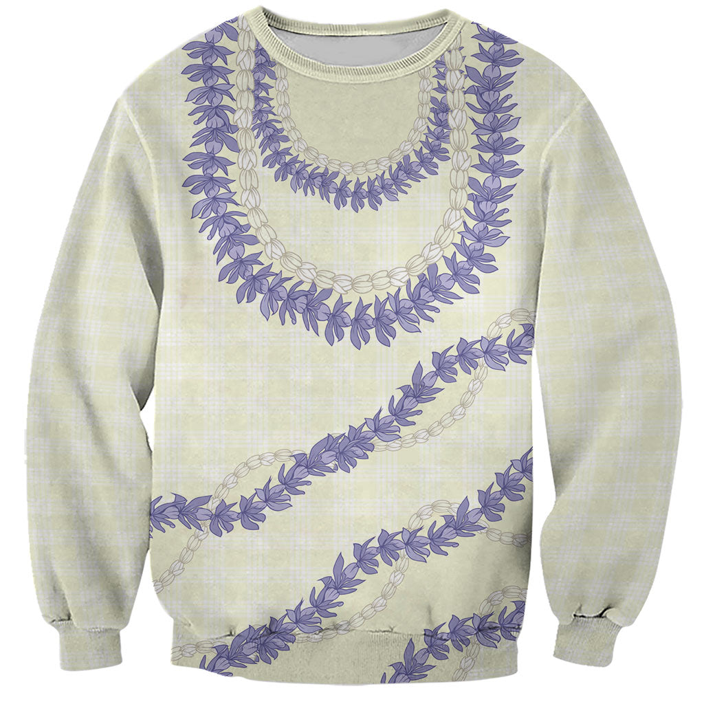 Hawaii Honohono Palaka Motifs Sweatshirt Hawaiian Orchid Lei LT14 Unisex Cream - Polynesian Pride