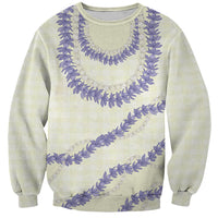 Hawaii Honohono Palaka Motifs Sweatshirt Hawaiian Orchid Lei LT14 Unisex Cream - Polynesian Pride