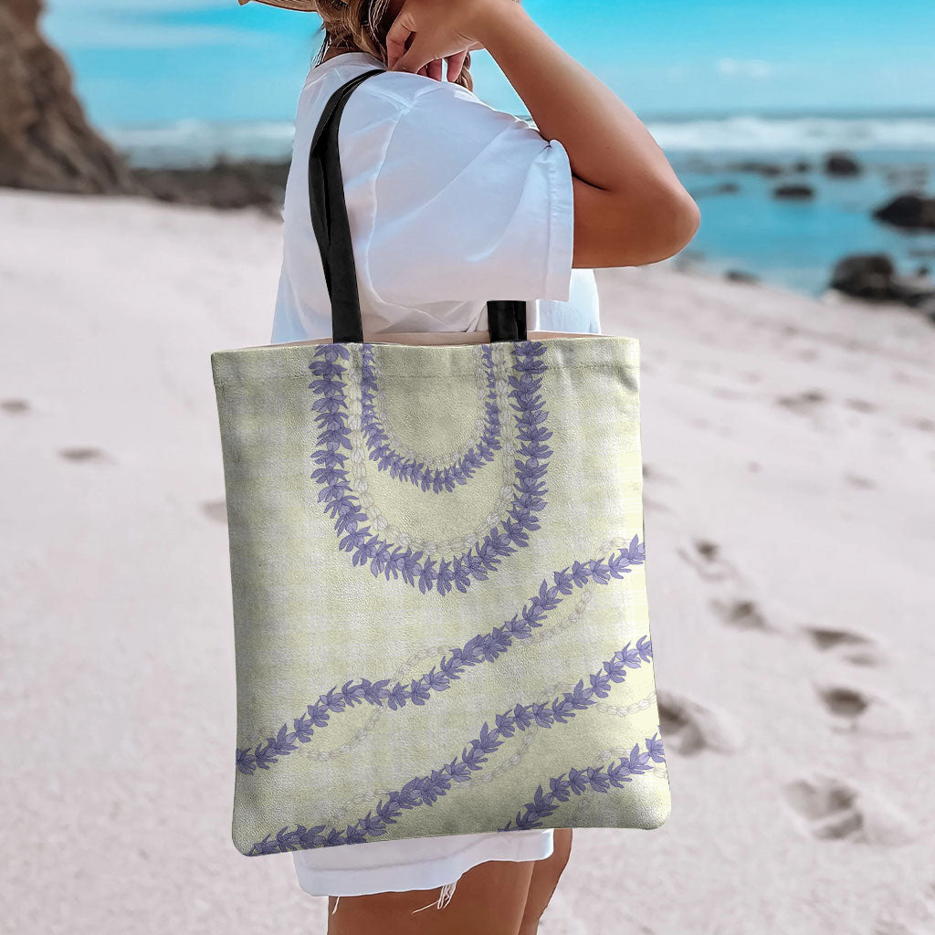 Hawaii Honohono Palaka Motifs Tote Bag Hawaiian Orchid Lei