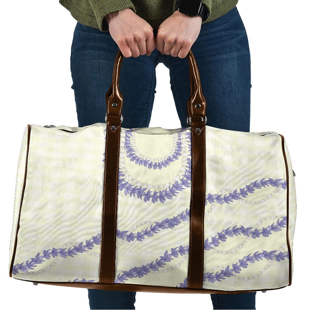 Hawaii Honohono Palaka Motifs Travel Bag Hawaiian Orchid Lei LT14 Cream - Polynesian Pride