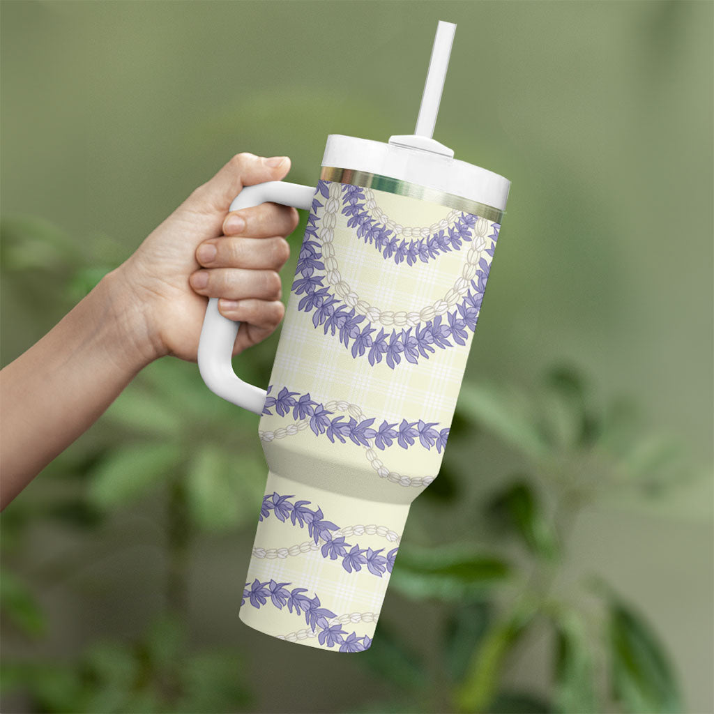 Hawaii Honohono Palaka Motifs Tumbler With Handle Hawaiian Orchid Lei