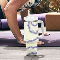 Hawaii Honohono Palaka Motifs Tumbler With Handle Hawaiian Orchid Lei