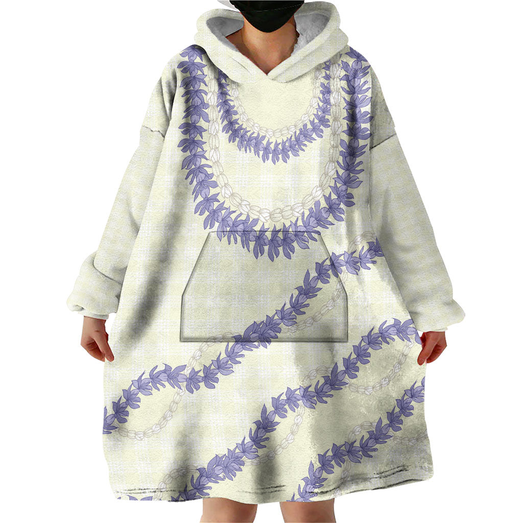Hawaii Honohono Palaka Motifs Wearable Blanket Hoodie Hawaiian Orchid Lei