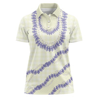 Hawaii Honohono Palaka Motifs Women Polo Shirt Hawaiian Orchid Lei