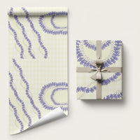 Hawaii Honohono Palaka Motifs Wrapping Paper Hawaiian Orchid Lei LT14 58" × 23" Cream - Polynesian Pride