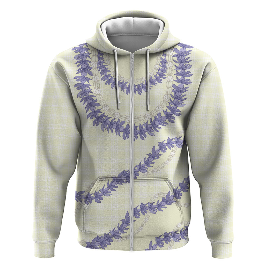 Hawaii Honohono Palaka Motifs Zip Hoodie Hawaiian Orchid Lei LT14 Zip Hoodie Cream - Polynesian Pride
