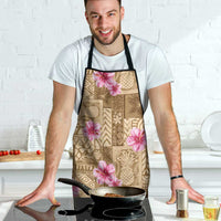 Beige Hawaii Hibiscus With Tropical Flowers Motifs Apron - Polynesian Pride