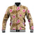 Beige Hawaii Hibiscus With Tropical Flowers Motifs Baseball Jacket - Polynesian Pride