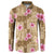 Beige Hawaii Hibiscus With Tropical Flowers Motifs Button Sweatshirt - Polynesian Pride