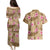 Beige Hawaii Hibiscus With Tropical Flowers Motifs Couples Matching Puletasi and Hawaiian Shirt - Polynesian Pride