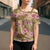 Beige Hawaii Hibiscus With Tropical Flowers Motifs Cross Shoulder Shirt - Polynesian Pride