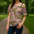 Beige Hawaii Hibiscus With Tropical Flowers Motifs Cross Shoulder Shirt - Polynesian Pride