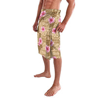 Beige Hawaii Hibiscus With Tropical Flowers Motifs Lavalava - Polynesian Pride