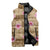 Beige Hawaii Hibiscus With Tropical Flowers Motifs Sleeveless Puffer Jacket - Polynesian Pride