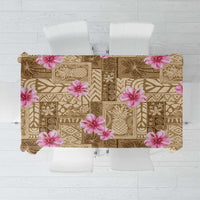 Beige Hawaii Hibiscus With Tropical Flowers Motifs Tablecloth LT14 Beige - Polynesian Pride