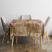 Beige Hawaii Hibiscus With Tropical Flowers Motifs Tablecloth LT14 - Polynesian Pride