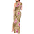 Beige Hawaii Hibiscus With Tropical Flowers Motifs Tank Maxi Dress - Polynesian Pride