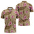 Beige Hawaii Hibiscus With Tropical Flowers Motifs Zipper Polo Shirt - Polynesian Pride