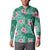Cyan Hawaii Hibiscus With Tropical Flowers Motifs Button Sweatshirt - Polynesian Pride