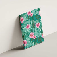 Cyan Hawaii Hibiscus With Tropical Flowers Motifs Canvas Wall Art LT14 - Polynesian Pride