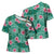 Cyan Hawaii Hibiscus With Tropical Flowers Motifs Cross Shoulder Shirt - Polynesian Pride